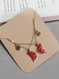 Red Butterfly Wings Friendship Necklace With BFF charm Red Butterfly Wings Friendship Necklace With BFF charm