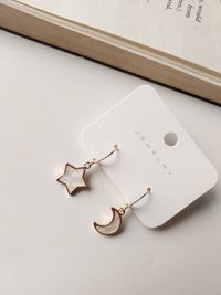 Korean Style Gold Plated Star Moon Earrings Korean Style Gold Plated Star Moon Earrings