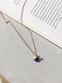 Minimal Blue Saturn Necklace| Perfect for Daily wear Minimal Blue Saturn Necklace| Perfect for Daily wear