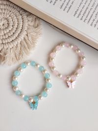 Adjustable Couple Glass Beads Bracelet With Butterfly Charms Adjustable Couple Glass Beads Bracelet With Butterfly Charms