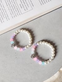 Adjustable Couple Glass Beads Bracelet With Lotus Charms Adjustable Couple Glass Beads Bracelet With Lotus Charms
