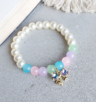 Adjustable Glass Beads Bracelet with bow Charms Adjustable Glass Beads Bracelet with bow Charms