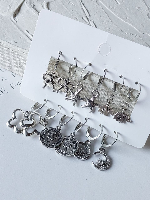 Silver Fashion Korean Hoops Earrings for Women (Pack of 6) Silver Fashion Korean Hoops Earrings for Women (Pack of 6)