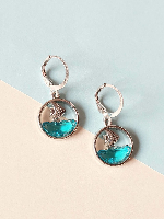 Silver-Plated Circular Ocean fish Earring Silver-Plated Circular Ocean fish Earring